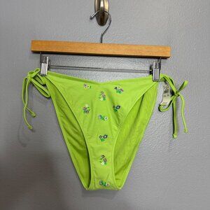 AERIE light green floral embroidered cheekiest bikini bottom size XL